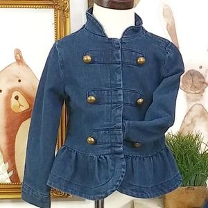 Stylish Jean Denim Jacket Ruffle Hem Size 3T